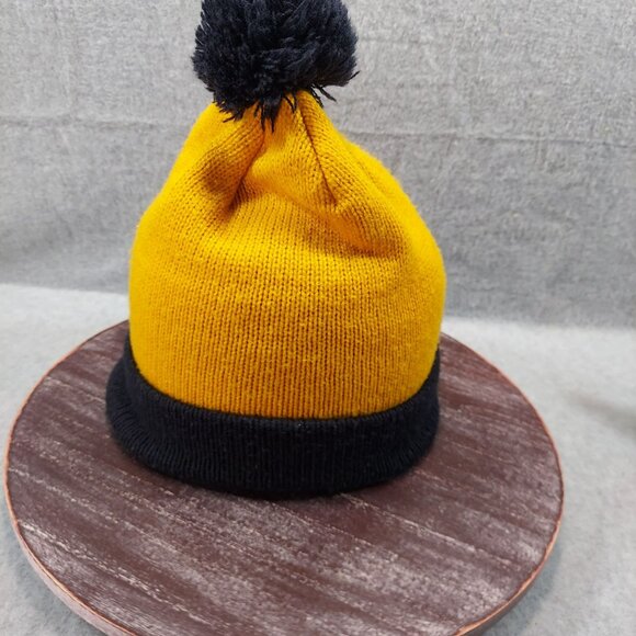 Yellow & Black GT Knit Beanie With Pom-Pom Hat 47 Brand College - Picture 4 of 10